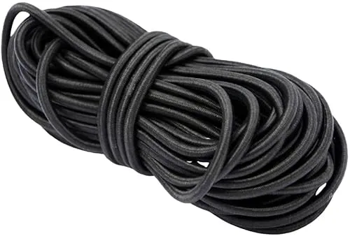 Elastische Kordel/runder Hutgummi schwarz & weiß, Basteln, Schmuck auffädeln, Masken, Partyhüte (schwarzer Gummizug, 1 mm – 10 Meter)