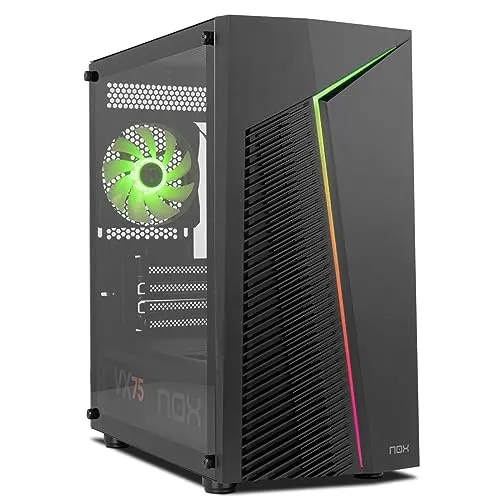 NOX Xtreme Products Infinity Zeta – Micro ATX/ITX Mini-Tower mit dynamischem ARGB Rainbow, Seitenteil aus gehärtetem Glas, Platz für 6 Lüfter, kompatibel mit Grafikkarten bis 310 mm, USB 3.0, Schwarz