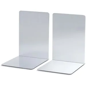 MAUL Buchstützen Silber - 2er Set, leicht und stabil mit abgerundeten Kanten für sicheren Halt von Büchern und Ordnern