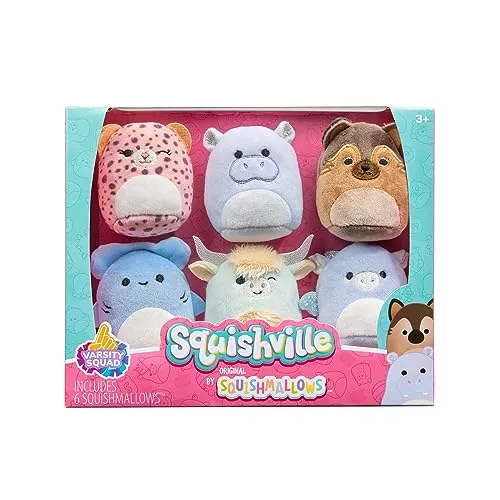 Squishville SQM0473-6er Pack Hochschul Squad, superweiche Mini-Squishmallows, 5cm Plüschfiguren