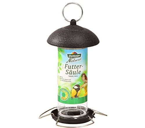 Dehner Vogelhaus Natura Futtersäule klein, 21 x 13 x 13 cm - Tierhäuser – Elegante Metall-Futtersäule für kleine Wildvögel, robust und wetterfest, ideal für Gartenliebhaber.