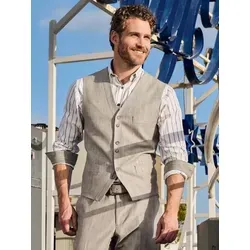 engbers Herren Sakko-Weste in Leinen-Optik Regular Beige uni - 60