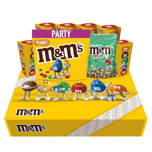 M&M´S Party-Box I Schokolinsen Mix-Box I 2 Sorten I 935g I Peanut I Chocolate Minis I Partybecher