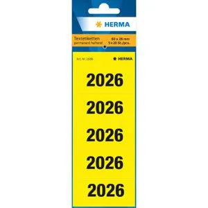 HERMA Inhaltsschilder 2026 gelb - Zubehör für Ordner, selbstklebend und blickdicht für eine einfache und klare Beschriftung Ihrer Ordnerrücken – ideal für perfekte Organisation!