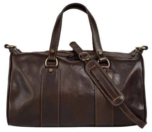 piké Handtasche Damen 020604 braun - Handtasche aus 100% Rindleder mit geradliniger Form, viel Platz und Vintage Look – ideal für Alltag und Reisen.