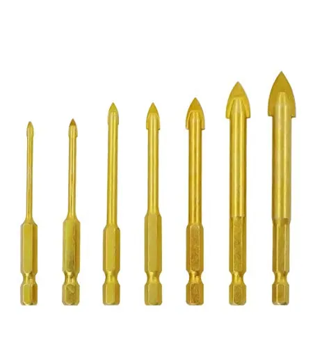 Mengshen Glasbohrer Fliesenbohrer Set 3-12mm 7 Pcs, Wolfram Hartmetall Titan beschichtet Keramik Betonbohrwerkzeug mit Sechskantschaft für Glasfliesen Keramikspiegel Porzellan Marmor