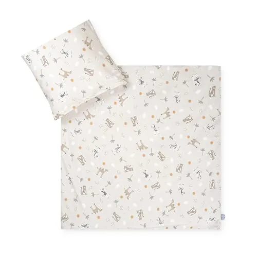 Julius Zöllner Bettwäsche Jersey Savanne beige, 80x80 cm & 35x40 cm - Bettwäsche-Set für Babybetten, schadstoffgeprüft und atmungsaktiv. Praktischer Reißverschluss für einfaches Beziehen und ideal für Allergiker.