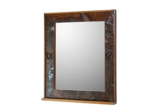 Massivmoebel24 Spiegel NATURE OF SPIRIT BAD #104 - Spiegel aus 60% wiederverwertetem Altholz, 68x8x79 cm, mit einzigartigem Design und Schmuckornamenten, ideal für Badezimmer oder Flur.