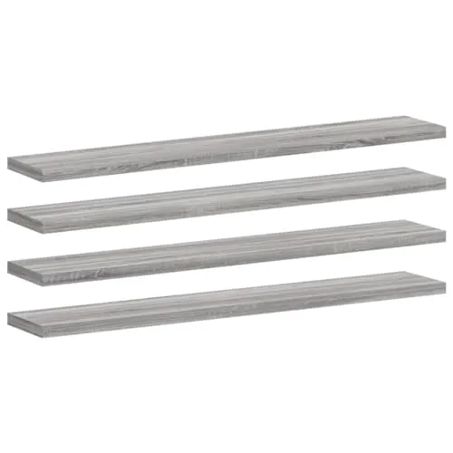 vidaXL Wandregale 4 STK., Wandregal Pflegeleicht, Hängeregal für Wohnzimmer Büro, Bücherregal Wandboard Schweberegal, Grau Sonoma Holzwerkstoff