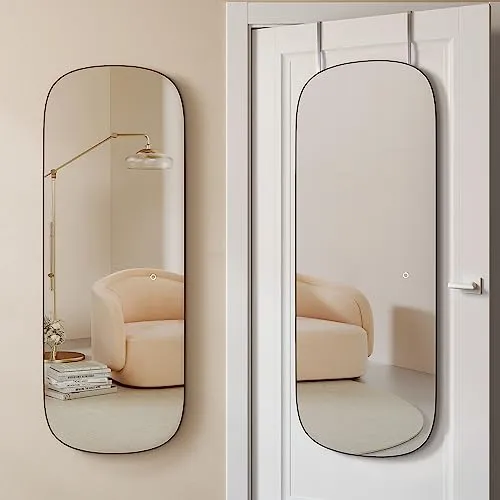 SONGMICS Spiegel, Wandspiegel, Gebogene Ecke, Ganzkörperspiegel, Spiegel für Tür, Rahmenlos, für Schlafzimmer, Wohnzimmer, Ankleidezimmer, schwarz LFM010B01V1