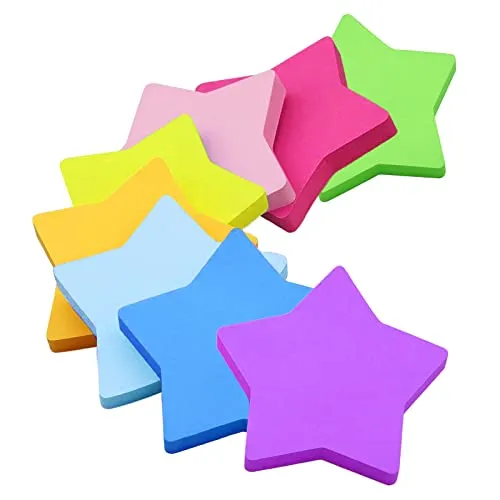 Farbige Haftnotizen, 560 Blatt Selbstklebende Haftnotizzettel, Farbig Pentagramm Notizblöck Super Sticky Notes für Büro Schule Zuhause 8 Farben 76 x 76 mm