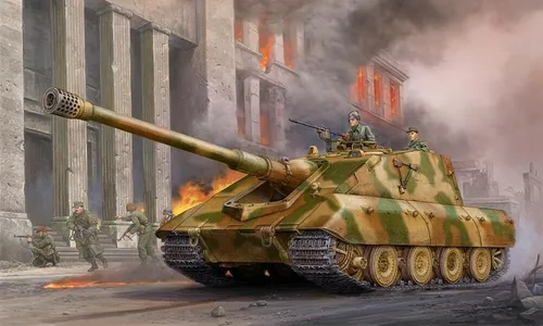 Trumpeter 01596 - 1:35 German Jagdpanzer E-100 Modellbausatz - Bausatz für den legendären Jagdpanzer E-100 im Maßstab 1:35, ideal für Modellbau-Enthusiasten und Sammler.