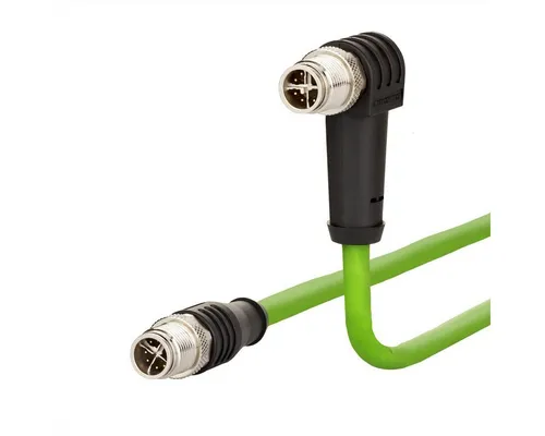 Metz Connect Verbindungsleitung M12 ST-M12 ST, 8-pol X-kodiert LAN-Kabel, M12-X Männlich (Stecker), M12-X Männlich (Stecker) (200.0 cm), gerade-gewinkelt