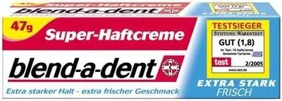Blend-a-dent Extra Stark Frisch - Prothesenhaftmittel - Dritte Zähne, mit erfrischendem Minzgeschmack für optimalen Halt und langanhaltenden Komfort.