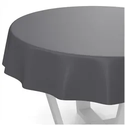 ANRO Tischdecke abwaschbar Wachstuch-Tischdecke Gartentischdecke (Einzelstück 1-tlg), wasserabweisend Einfarbig Anthrazit Breite 140cm schwarz Rund | Ø 120 cm x 120 cm x 120 cm x 0.2 mm