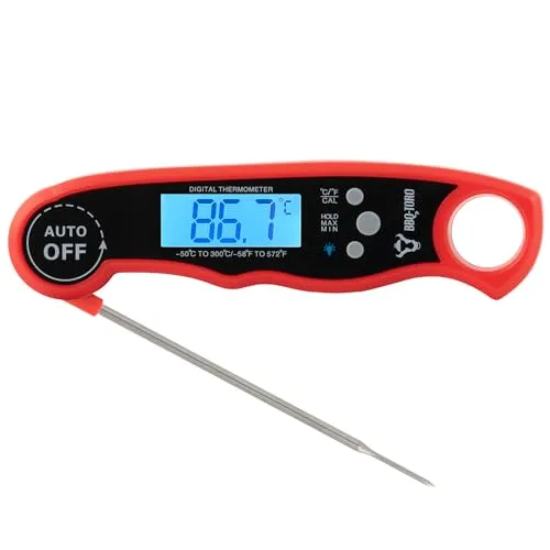 BBQ-Toro Grillthermometer mit LCD Display | Bratenthermometer digital -50 °C bis 300 °C | Fleischthermometer kabellos Kerntemperaturmesser Küchenthermometer Steak Thermometer kochen Backthermometer