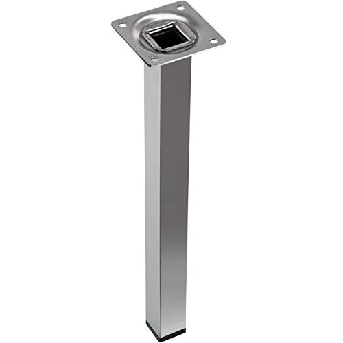 GedoTec Möbelfuss Chrom 150 mm Schrankfuß Tischbein mit schwarzem Kunststoffgleiter - H3917 | Stahlrohr-Füße Metall massiv | Sockelfüße verchromt poliert | 1 Stück - Stützfuß mit Anschraubplatte