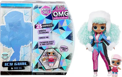 L.O.L. Surprise! OMG Winter Chill ICY Gurl - Modepuppe mit 25 Überraschungen, inklusive Icy Gurl und Brrr B.B., verpackt als wiederverwendbares Spielset