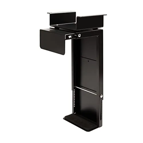 boho office® Halterung - PC-Halterung mit Rastersystem - Halterung für Desktop-PCs, schwarz, mit variabel einstellbarem Rastersystem für optimale Platznutzung und maximale Tragkraft von 25 kg.