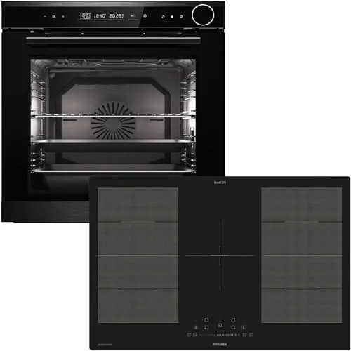 Oranier Dampf Einbau-Backofen Set EBD830 autark - 14 Funktionen - 80 cm Flächen-Induktion FLI580 - Kochfeld mit 5 Kochzonen & Brückenfunktion