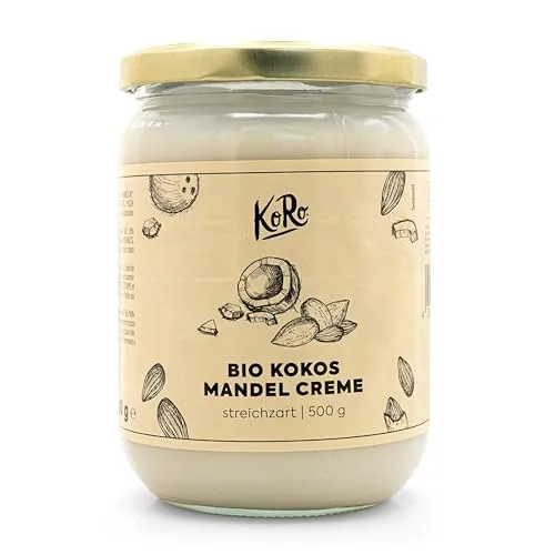 KoRo - Bio Kokos Mandel Creme 500 g - Feine und süßliche Vanillenote - Vegane und laktosefreie Ballaststoffquelle - Vielseitig einsetzbar als Aufstrich, Topping oder in Desserts