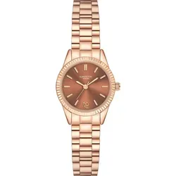 Glanzstücke München Damen-Armbanduhr roségold mit braunem Zifferblatt - Elegante Damenuhr aus roségoldfarbenem Edelstahl mit präzisem Quarzwerk. Das stilvolle Design und das individuell kürzbare Gliederarmband machen sie zum perfekten Accessoire für jeden Anlass.