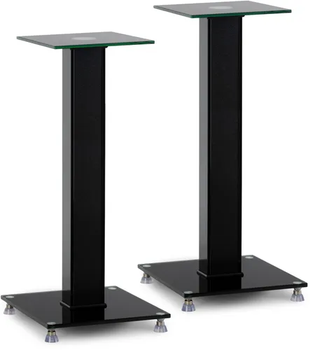 Pronomic Lautsprecherständer SLS-282L BK - Edles Design & Optimale Audioqualität - Lautsprecher-Standfüße mit 15° Neigungswinkel und schweren Standfüßen aus schwarzem Glas für ein verbessertes Klangerlebnis. Ideal für Heimkino und Studio, mit höhenverstellbaren Spikes für alle Böden.