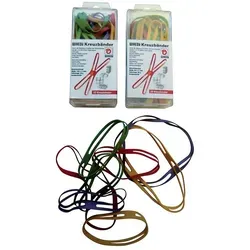 Willy Heckmann Gummibänder Kreuzband 510.035 150x11mm farbig sortiert 12 Stück