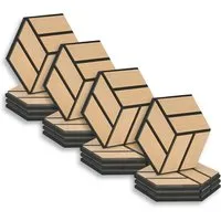 Homestyle4u Akustikpaneel Sechseckig 30x26 cm - Wand & Decke – 16 schallabsorbierende Paneele in natürlicher Holzoptik für bessere Raumakustik und kreative Gestaltungsmöglichkeiten. Ideal für Büros, Wohnräume und Studios.