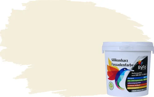 RyFo Colors Silikonharz Fassadenfarbe Lotuseffekt Alabasterweiß 1l - Wetterbeständige Premium-Farbe - Hochwertige Silikonharz-Fassadenfarbe für den Außenbereich. Mit Lotuseffekt für selbstreinigende Oberflächen und extrem langlebige Fassaden. Erhältlich in verschiedenen Weißtönen und Größen.