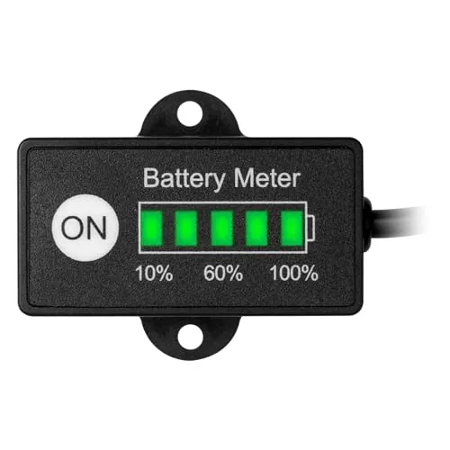 Jayron Mini LED Batterieanzeige DC 12 / 24V Batterie Kraftstoffanzeigen für Golfwagen,Gabelstapler und Batteriebetriebene Geräte(LiFePO4 Batterie)