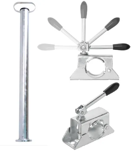 Set 700mm 2 x Anhänger Stützen Rohrstützen Abstellstützen + 2 x Klemmhalter 48mm