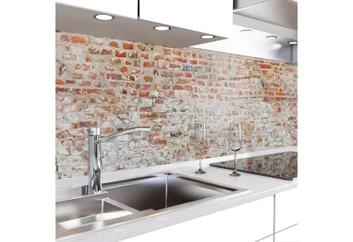 danario Küchenrückwand selbstklebend - Alte Ziegelmauer - Küchenrückwand in Matt-Optik, selbstklebend und hitzebeständig – ideal für individuelle Küchengestaltung ohne Rückstände beim Entfernen.