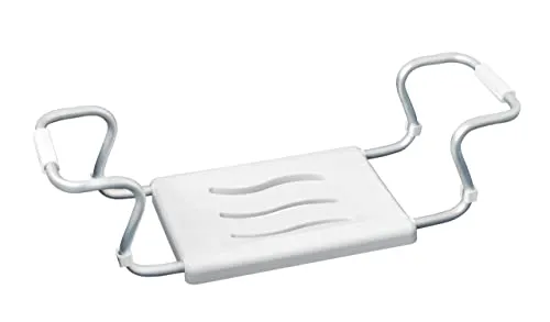 WENKO Badewannensitz Secura Weiß - Ausziehbar und Sicher - Badezimmerhocker mit variablem Breitenmaß von 55-65 cm, TÜV/GS geprüft und bis zu 120 kg Tragkraft. Ideal für sicheres Baden und Entspannung.