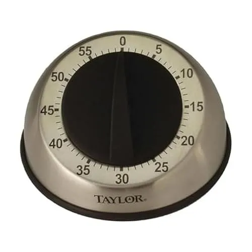 Taylor Precision Products Mechanischer Edelstahl-Timer für Schule, Lernen, Projekte und Küchenaufgaben, Mehrfarbig, Einheitsgröße