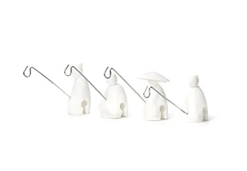 Kikkerland Teehalter Fischer, 4er Set, zum Aufbrühen von Teeblättern durch das festhalten von Teubeuten, Weiß, 10.2x12.2x3cm