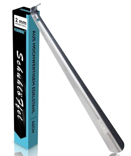 Schuhlöffel Lang, YEADMAL 42cm Unverwüstlichen Edelstahl Schuhlöffel Stabil Metall Schuhanzieher Metal Shoe horn für Senioren, Mann, Frauen, Kinder, 2mm Dicke (Silber)