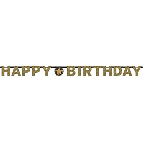 Amscan 9901179 - Partykette Happy Birthday, Folie, 213 x 16,2 cm, Sparkling Celebration, Girlande, Hängedekoration, Geburtstag