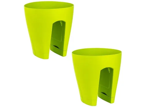 Engelland Blumentopf Geländertopf mit Wasserauffangschalen, 2er Set - Praktischer Geländertopf mit Wasserauffangschalen für Balkon und Garten. Ideal für Geländer bis 8 cm Dicke, UV-beständig und frostfest. Einfaches Anbringen ohne Montage, modernes Design!