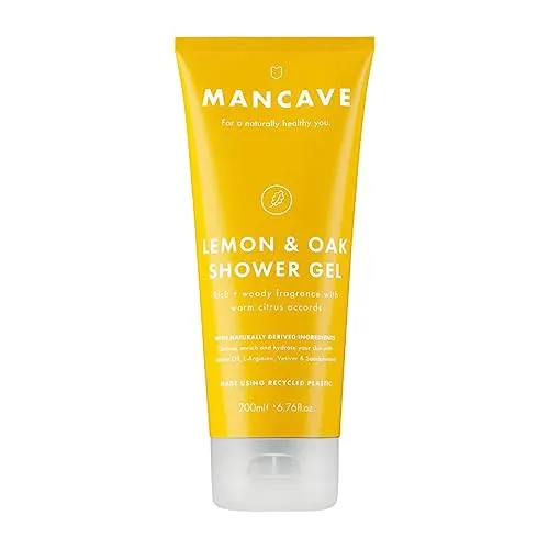 MANCAVE Körperpflege Lemon & Oak Shower Gel 200 ml - ManCave Duschgel mit antibakterieller Wirkung durch Zitronenöl und beruhigender Pflege mit Aloe Vera für ein erfrischendes Reinigungserlebnis.