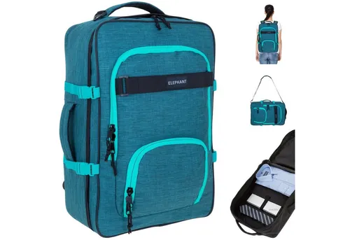 ELEPHANT Fly Travel Rucksack - Kabinengepäck Handgepäckrucksack in Grün-Türkis Petrol, wasserabweisend und mit viel Stauraum, inklusive Laptopfach für Geräte bis 16,5 Zoll.