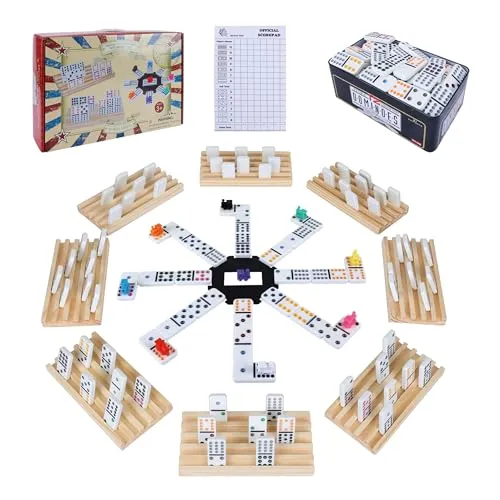 Gonoelec Mexikanisches Zug-Dominostein-Set mit Holztabletts