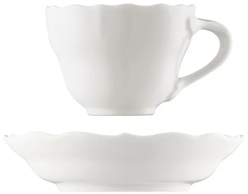 Maria Theresia Weiss Espresso- / Mokkatasse 2tlg. - Thermobehälter: Elegantes Set mit Obertasse und Untertasse, ideal für stilvollen Kaffeegenuss.