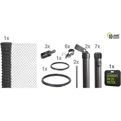 Alberts Maschendrahtzaun 125 cm - Komplettset zum Einbetonieren - Gartenzäune - Robuster Maschendrahtzaun in anthrazit-metallic, ideal für jede Geländebeschaffenheit, mit langlebiger Kunststoffbeschichtung für optimalen Witterungsschutz.