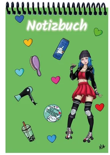 A 5 Notizblock Manga Enora, grün, kariert Spiralbindung, Notizblock, Tagebuch...