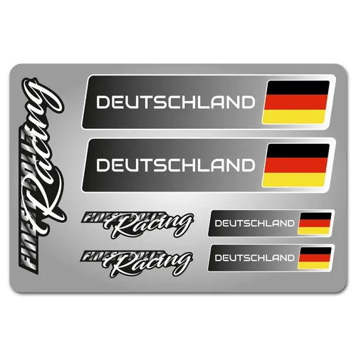 4er Set Aufkleber mit Fahne Auto Motorrad Fahrrad Racing Deutschland - R156/ 10