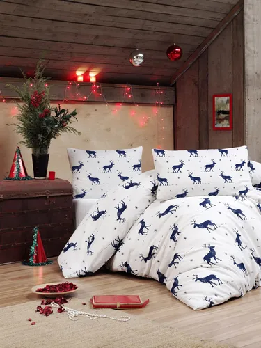 Einzel XXL Bettbezug Set Dunkelblau Weiß - Hochwertiges Bettwäsche-Set aus 65 % Baumwolle und 35 % Polyester, maschinenwaschbar bei 30 °C, ideal für einen stilvollen Schlafbereich.