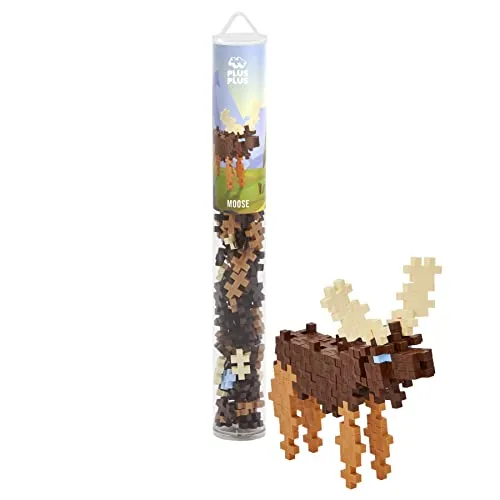 Plus-Plus 9604288, Geniales Konstruktionsspielzeug, Elch, Kreativ-Bausteine Tube, 100 Teile