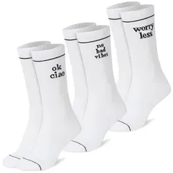 faav Tennissocken Crew Socks - Stickerei - Socken Baumwolle (3er Pack) Atmungsaktiv weiß 35-38