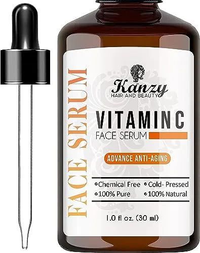 Kanzy Vitamin C Serum Gesicht für Akne-Narben, Anti-Falten, Anti-Aging Serum mit Vit C 20% Hyaluronsäure Kollagen Booster im Gesicht Geeignet für alle Hauttypen 30ml